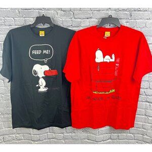 Peanuts Snoopy Two T-shirts Red Black SS Men's size XL Humor NWT